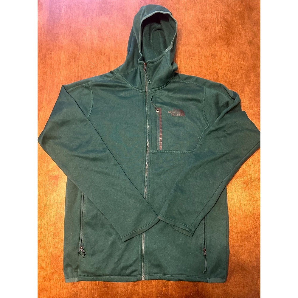The North Face Canyonlands Hoodie Mens Small Green Fleece Lined Logo Full Zip